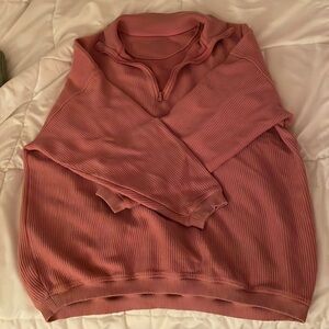 Small Oversized Pink Aerie Quarter-zip Sweater